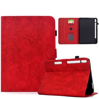 Capa FLOODKING para Samsung Galaxy Tab S10 FE Plus | Porta-Cartões | Função Suporte | Estampa Floral | Vermelho - 1
