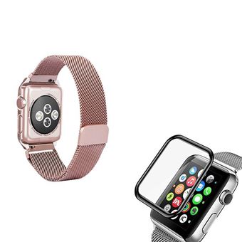 Kit Phonecare Pulseira Bracelete Milanese Loop Fecho Magnético + Película de Vidro 3D para Apple Watch Series 4 44mm - Rosa - 1