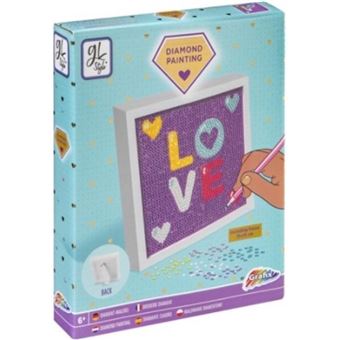 Pintar por Diamantes com Moldura Paspatur Grafix | 15 x 15cm - Love - 1