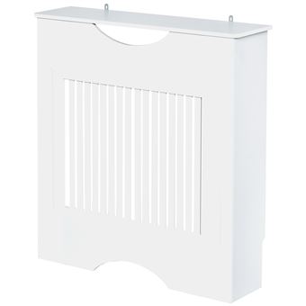Cobertura Radiador com Prateleira e Dispositivo Anti Rolamento HOMCOM | 78x19x82cm - Branco - 1