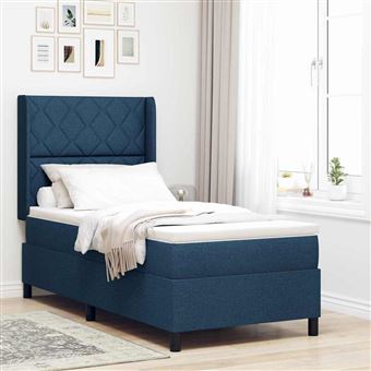 Cama Box com Colchão e Cabeceira vidaXL | Azul | 100 x 200 cm | tecido - 1