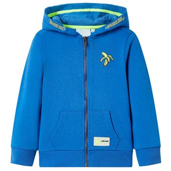 Sweatshirt para criança vidaXL | com capuz e fecho azul 128 | 7 a 8 anos - 1
