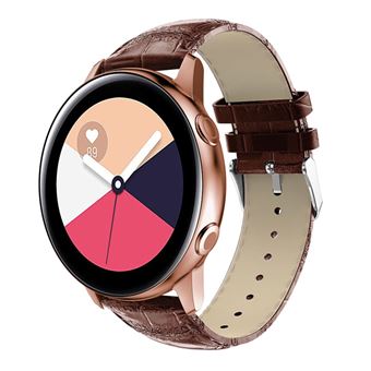 Pulseira de Couro Genuíno Crocodilo Magunivers Castanho para Samsung Galaxy Watch Active 20mm - 1