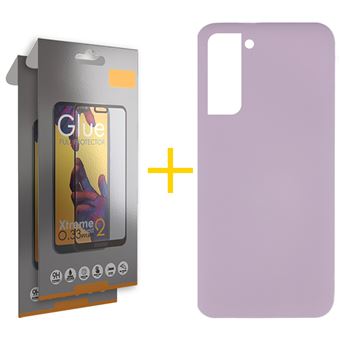 Pack skyhe 2 x Película de Vidro Temperado Full + Capa para Samsung Galaxy S23 Plus 5G Silicone Líquido - Roxo - 1