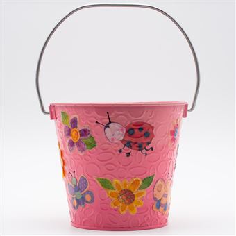 Balde Rosa Joaninhas, Borboletas e Flores Presentear - 1