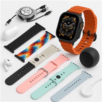Conjunto SmartWatch Klack H92 Ultra3 - Ecrã Infinite Display de 23” | 7 Pulseiras | Auriculares Bluetooth | Altifalante e Carregadores Incluídos - 1