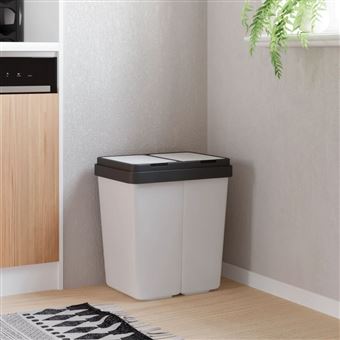 Caixote duplo vidaXL | 2x25L | branco - 1