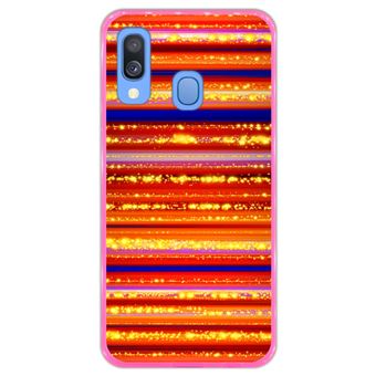 Capa Hapdey para Samsung Galaxy A40 2019 Design Fundo Colorido com Linhas em Silicone Flexível e TPU Cor-de-Rosa