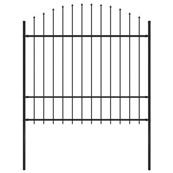 Cerca de jardim com topo em lanças vidaXL | (1,5-1,75)x1,7 m | Aço | Preto - 1