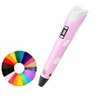 Caneta 3D Inteligente Arzopa com Display LED | Carregamento USB, PLA e ABS | Filamento PLA Compatíveis | 10m x 10 - Rosa - 1