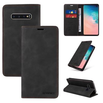 Capa FOXDOCK para Samsung Galaxy S10 | Bloqueio RFID | TPU | Aba/Detalhes em Pele Sintética | Compartimentos para cartões | Preto - 1