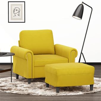 Poltrona com apoio de pés vidaXL | 60 cm | veludo amarelo - 1