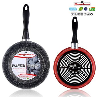2 Frigideiras Megafesa STONE PFOA-Free | 20-24 cm | Indução | Antiaderente | Aço - Vermelho - 1