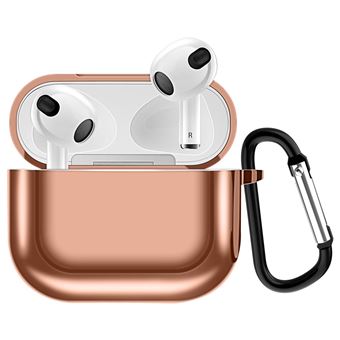 Capa e TPU à Prova de Choque com Chaveiro de Dourado Rosa para AirPods 3 - 1