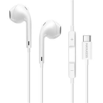 Auriculares com Fio USB-C Mayaxess | Compatível com iPhone 17 Pro com Microfone Integrado | Branco - 1