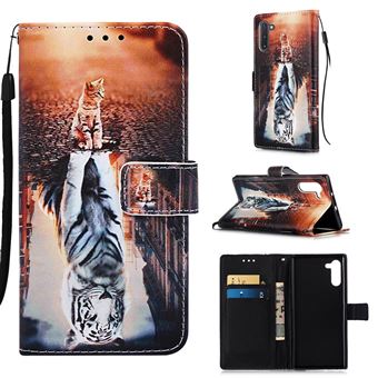Capa Magunivers PU + TPU Impressão Padrão com Apoio Gato e Tigre para Samsung Galaxy Note 10/Note 10 5G