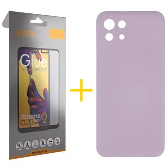 Conjunto Accetel 1 x Película de Vidro Full + Capa Accetel para Xiaomi Mi 11 5G Silicone Líquido Roxo - 1