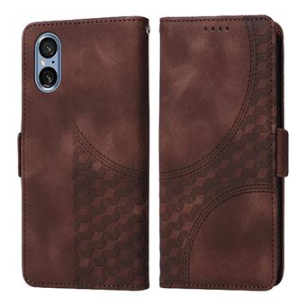 Capa FLOODKING para Sony Xperia 5 V | Design Acolchoado | Couro PU Premium | Castanho - 1
