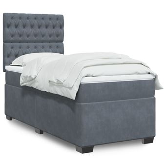 Cama com molas/colchão vidaXL | 90x200 cm | veludo cinza-escuro - 1