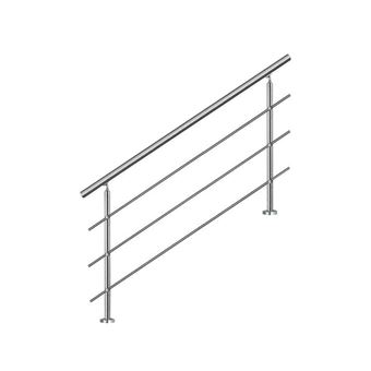 Corrimão de Escada Bc-elec AHM1403 para Varanda | Aço Inoxidável | 140 cm | 3 Barras Transversais | Instalação Plana ou Inclinada - Cinzento - 1