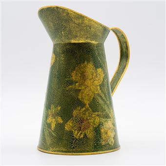 Jarro Verde Florido Dourado Presentear - 1