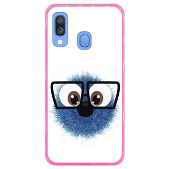 Capa Hapdey para Samsung Galaxy A40 2019 Design Monstro Peludo Azul em Silicone Flexível e TPU Cor-de-Rosa