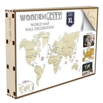 Puzzle 3D de Madeira WOODEN CITY WM503 | Mapa Mundo XL - 1