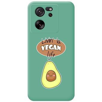 Capa Tumundosmartphone de silicone líquido verde para Xiaomi 13T / 13T Pro 5G desenhos de design  Vegan Life - 1