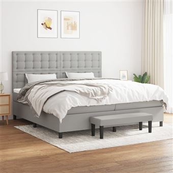 Cama com Molas e Colchão vidaXL | 200x200 cm | tecido cinza-claro - 1