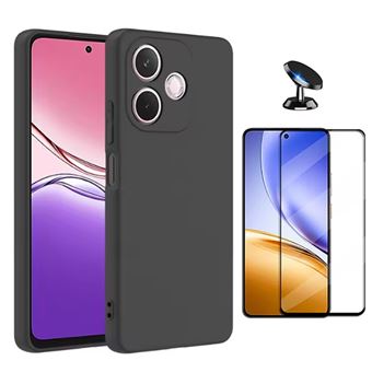 Kit Vidro Temperado + Capa Silicone Líquido + Suporte Magnético Phonecare para Oppo A5 Pro 4G | Preto - 1