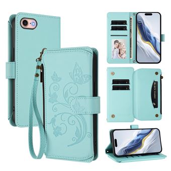 Capa tipo Carteira FOXDOCK para iPhone SE 2020/SE 2022 | Porta-cartões | Alça de Mão | Verde claro - 1