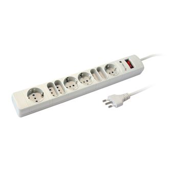 Extensão Elétrica Techly IUPS-PCP-8GY | Cinzento - 1