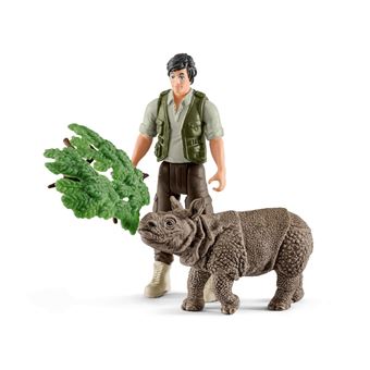 Boneco temático para crianças Schleich Wild Life Ranger and Indian rhinoceros starter set - 1