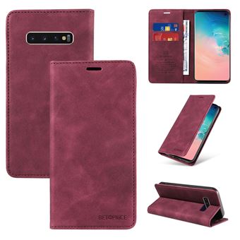 Capa FOXDOCK para Samsung Galaxy S10 | Bloqueio RFID | TPU | Aba/Detalhes em Pele Sintética | Compartimentos para cartões | Vermelho - 1