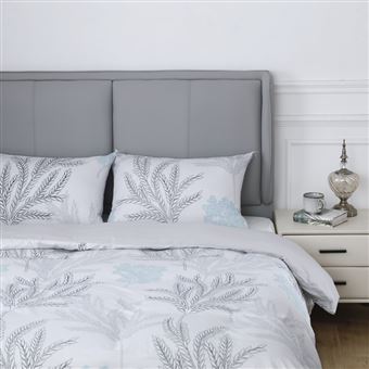 Capa de Edredão Estampada com Fronha BOD HOME | Folhas Azuis e Silvas | 240x260cm - 1