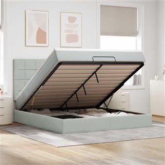 Estrutura cama otomana com colchões vidaXL | 160x200 cm | veludo cinzento claro - 1