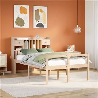Cama com Estante sem Colchão vidaXL | 135x190 cm | pinho maciço - 1