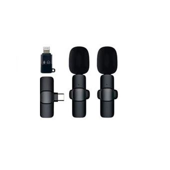 2 Microfones Wireless Universais Orysin | Type-C + Adaptador Type-C para Lightning | Preto - 1