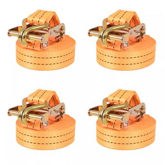 Cintas com Roquete vidaXL de 4 Unidades 1 tonelada 6mx38mm Laranja - 1
