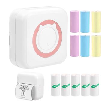 Impressora Bluetooth Térmica de Bolso LKC C15 + 6 Papéis Coloridos + 5 Papeis Térmicos - Rosa - 1