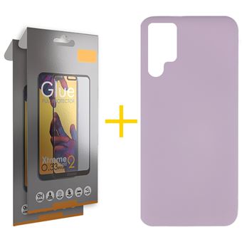 Pack Gandy 2 x Película de Vidro Temperado Full + Capa para Samsung Galaxy S23 Ultra 5G Silicone Líquido - Roxo - 1