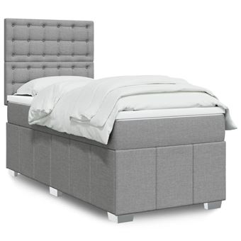 Cama com molas/colchão vidaXL | 80x200 cm | tecido cinza-claro - 1