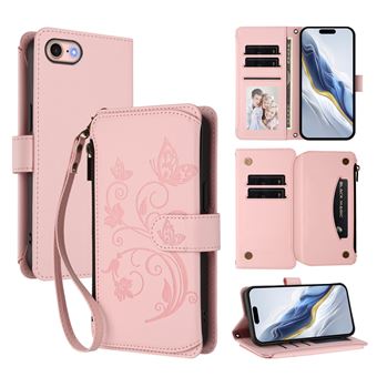 Capa tipo Carteira FOXDOCK para iPhone SE 2020/SE 2022 | Porta-cartões | Alça de Mão | Rosa - 1