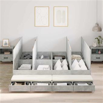 Estrado de cama com arrumação vidaXL |  Cinzento | 236.5 x 200 x 31.5 cm - 1