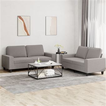 Conjunto de sofás vidaXL | 2 Peças | tecido cinzento-acastanhado - 1