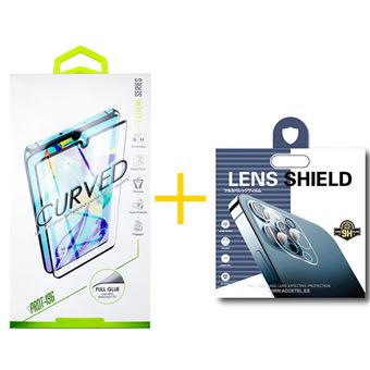 Pack Película de Vidro Temperado Curva + Película de Câmara Traseira skyhe de Vidro Temperado para Samsung Galaxy S22 Ultra 5G | Moldura em Preto - 1
