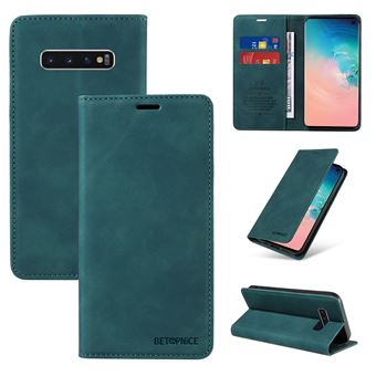 Capa FOXDOCK para Samsung Galaxy S10 | Bloqueio RFID | TPU | Aba/Detalhes em Pele Sintética | Compartimentos para cartões | Verde - 1