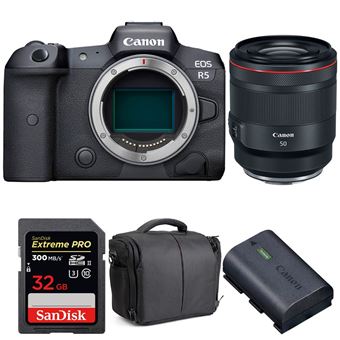 Máquina Fotográfica Canon EOS R5 + RF 50mm f/1.2L USM + SanDisk 32GB UHS-II SDXC 300 MB/s + Canon LP-E6NH + Bolsa + PDF 15 técnicas para melhorar as suas fotografias - 1
