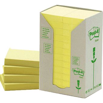 Notas Adesivas Recicladas Post-It Amarelo 38 (H) X 51 (A) Mm 24Blocs X 100Hojas - 1