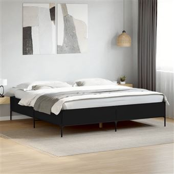 Estrutura de cama vidaXL | 180x200 cm | derivados de madeira/metal preto - 1